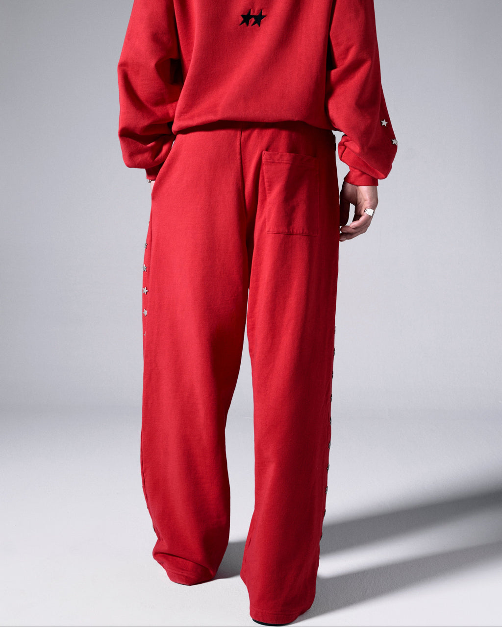 Stars Studded Red Sweatpants