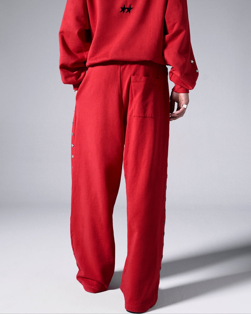 Stars Studded Red Sweatpants