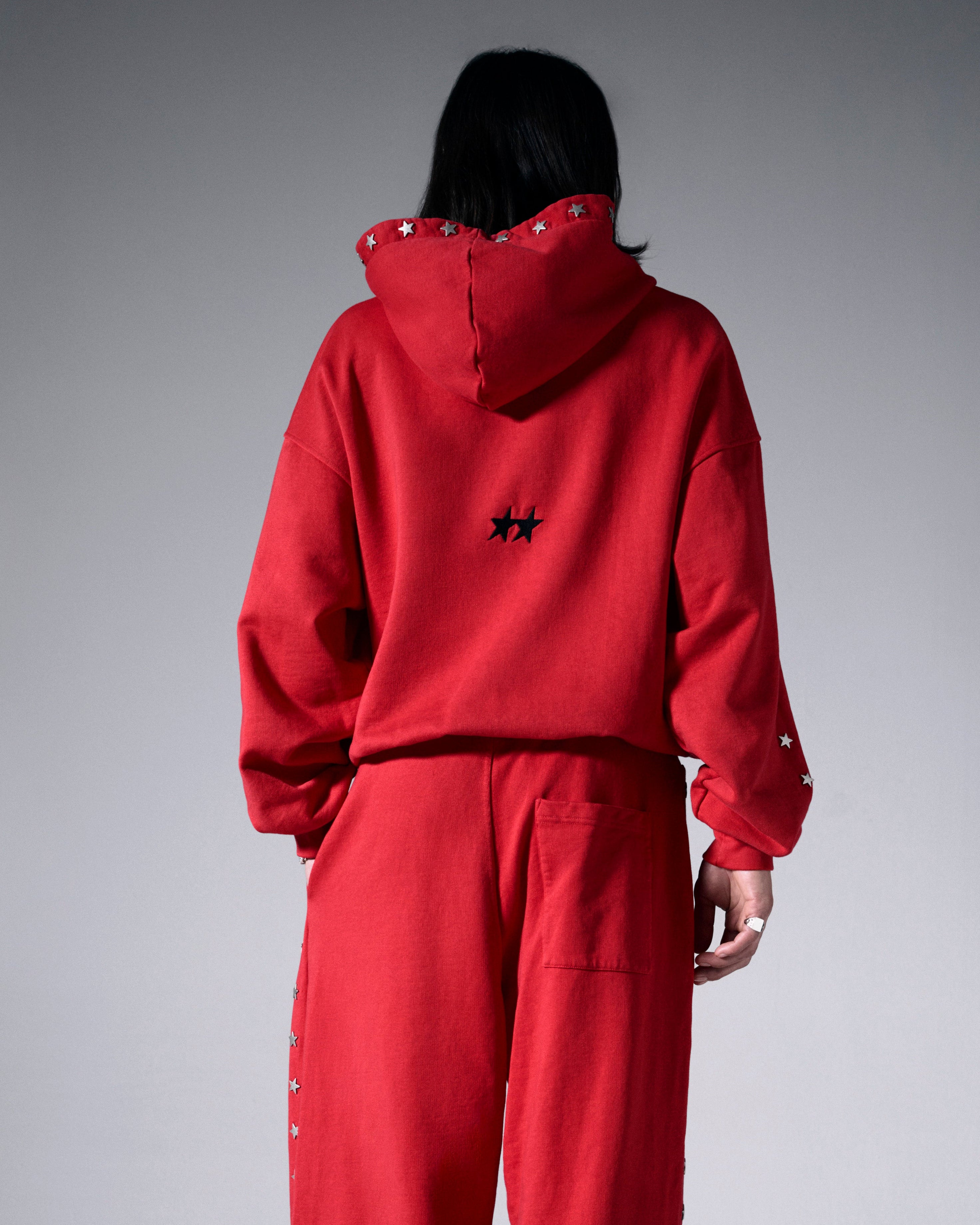 Stars Studded Red Hoodie