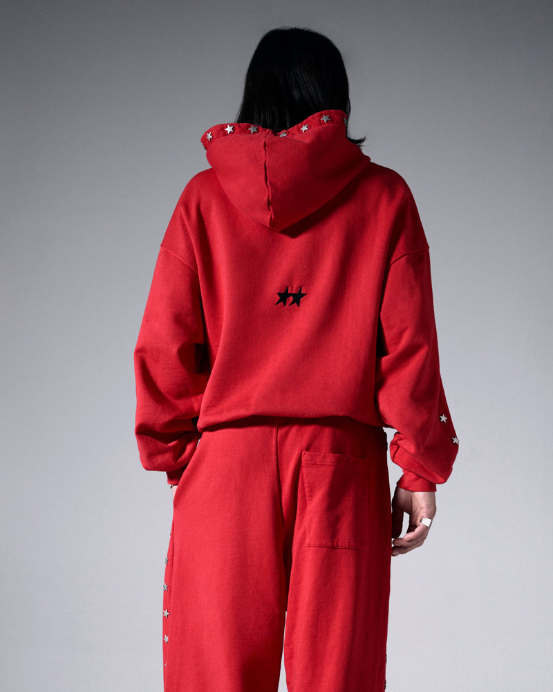 Stars Studded Red Hoodie