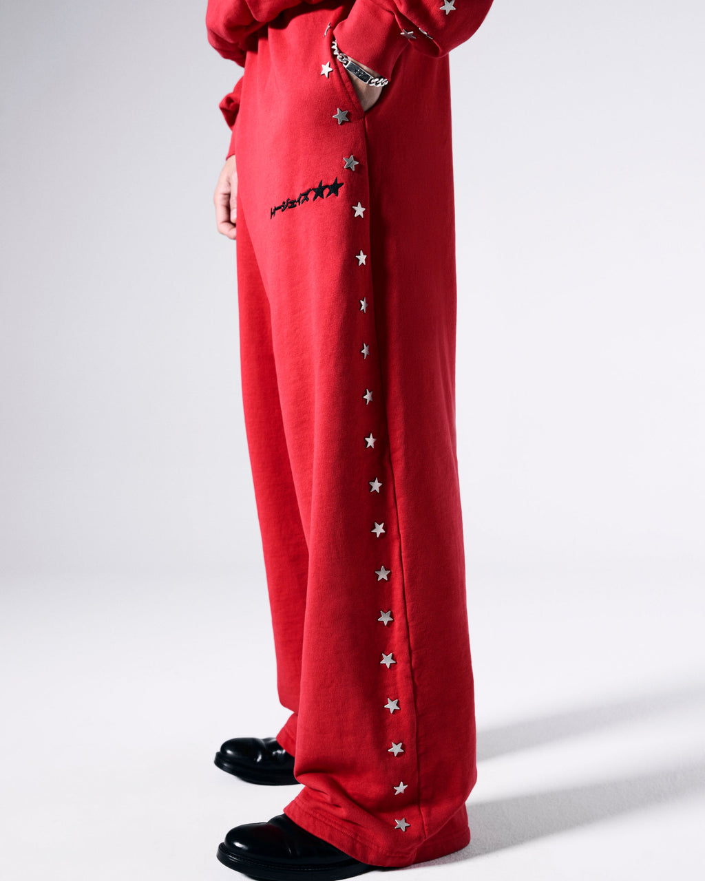Stars Studded Red Sweatpants