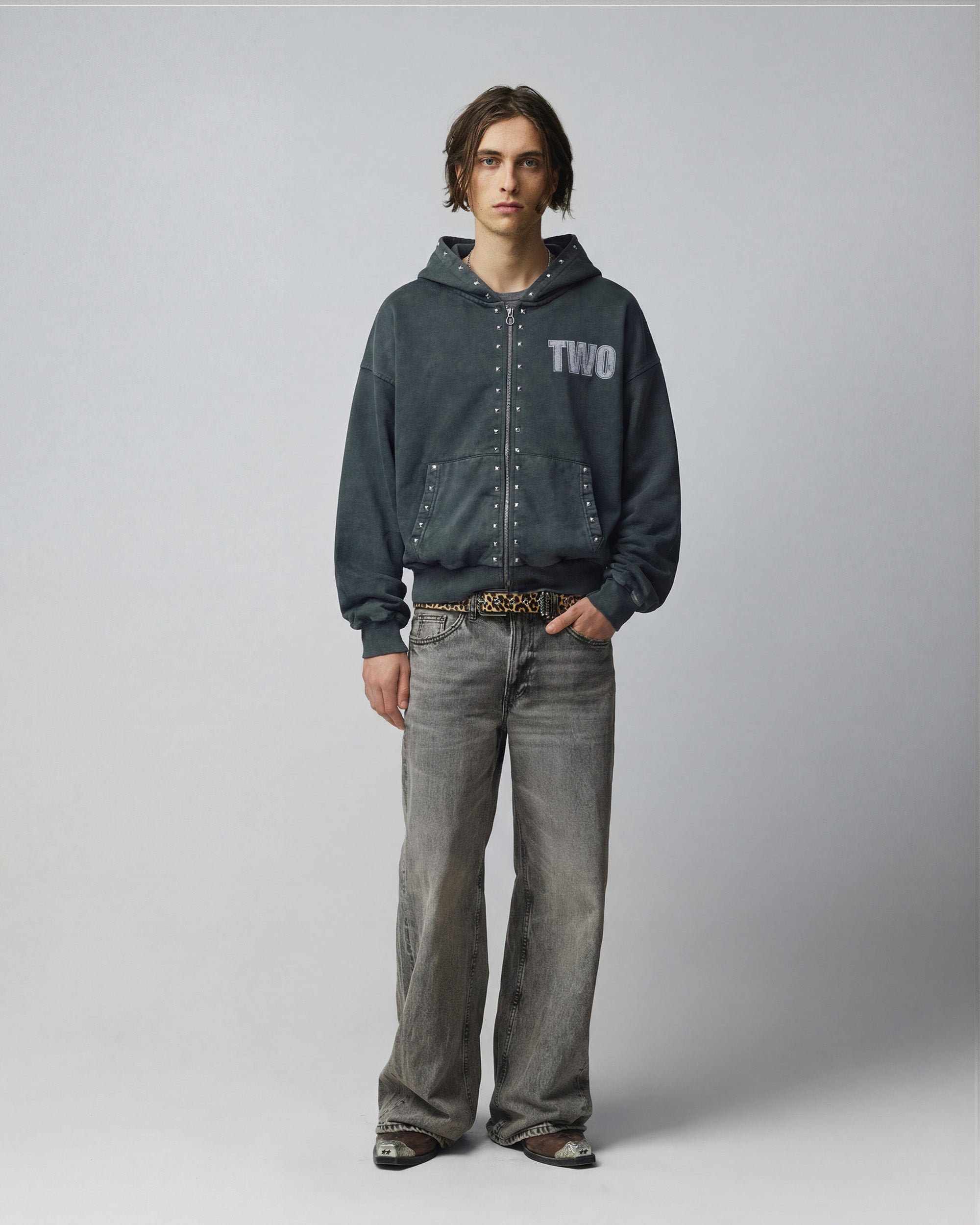 Studded Zipper Black