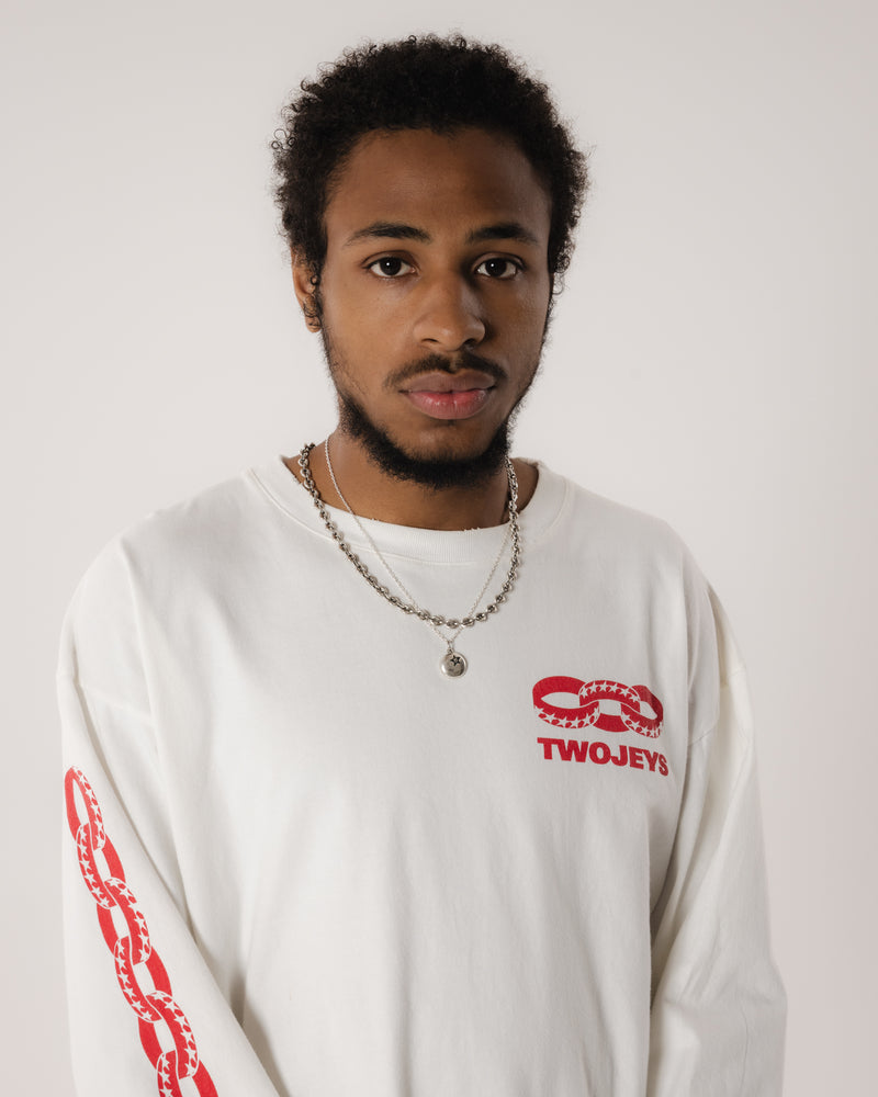 White Icon Chain Long Sleeve Tee