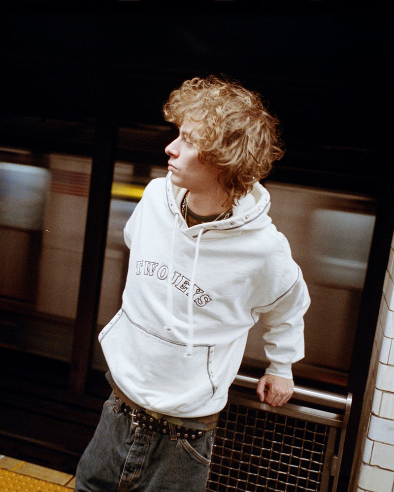 White Contrast Varsity Hoodie