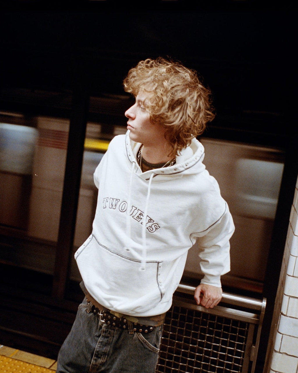 White Contrast Varsity Hoodie